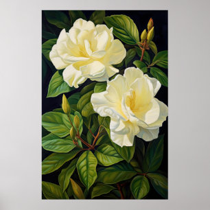 Poster d'impression de fleurs de Gardenias jaunes