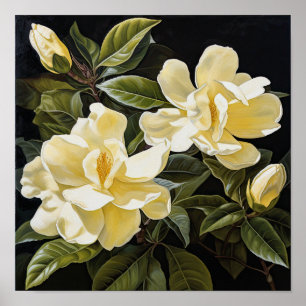 Poster d'impression de fleurs de Gardenias jaunes