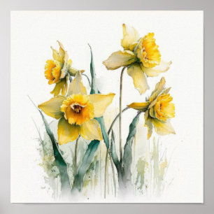 Poster d'impression de jonquilles jaunes
