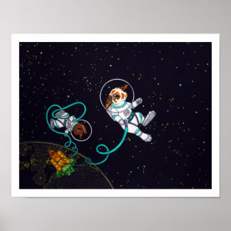 Poster d'impression de lapins d'espace