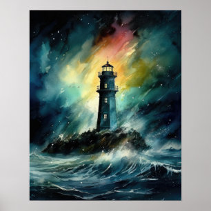 Poster d'impression de l'art côtier du phare