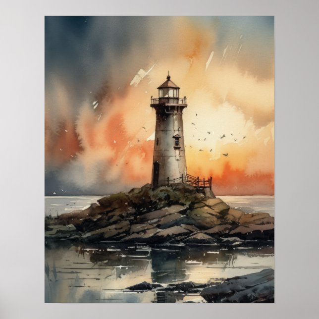 Poster d'impression de l'art côtier du phare (Devant)