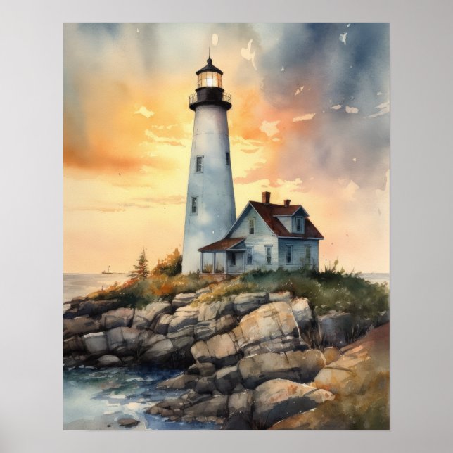 Poster d'impression de l'art côtier du phare (Devant)