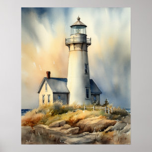 Poster d'impression de l'art côtier du phare