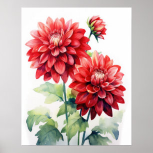 Poster d'impression de l'art Dahlia Rouge