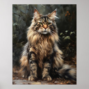 Poster d'impression de l'Art de chat de Maine Coon