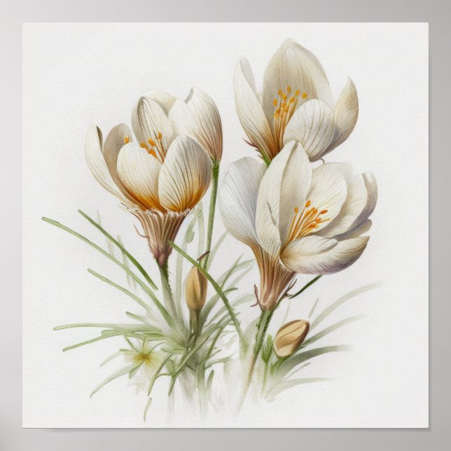 Poster d'impression de l'Art de Crocus Blanc (Devant)