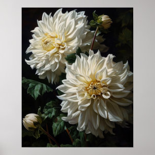 Poster d'impression de l'art de Dahlia blanc