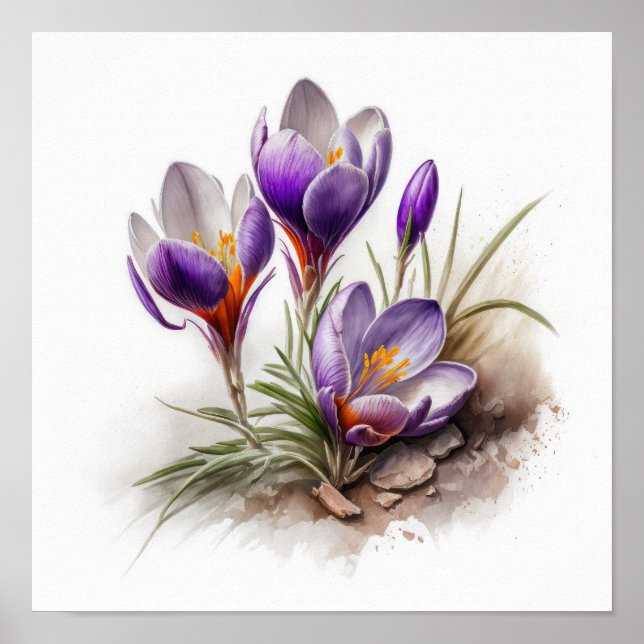 Poster d'impression de l'art de fleurs de crocus v (Devant)