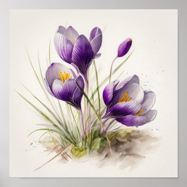 Poster d'impression de l'art de fleurs de crocus v (Devant)