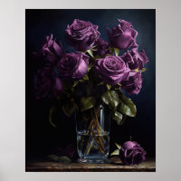 Poster d'impression de l'art de fleurs Roses viole