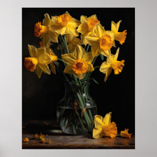 Poster d'impression de l'art de la jonquille jaune