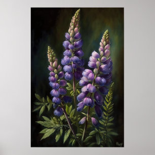 Poster d'impression de l'art de la lupine violette