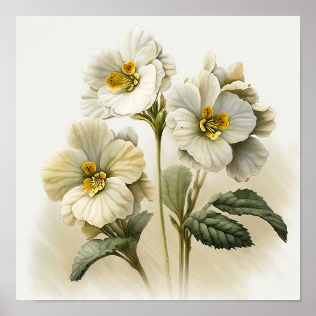 Poster d'impression de l'art de Primrose blanche (Devant)