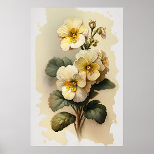 Poster d'impression de l'art de Primrose blanche