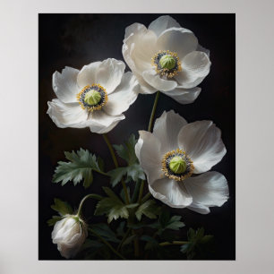 Poster d'impression de l'art des fleurs d'anémones