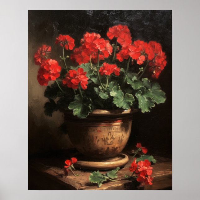 Poster d'impression de l'art des fleurs de géraniu (Devant)