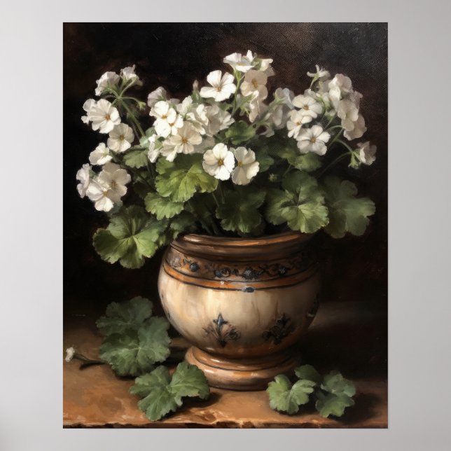 Poster d'impression de l'art des fleurs de géraniu (Devant)