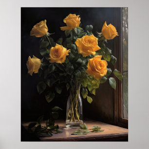 Poster d'impression de l'art des fleurs de rose ja