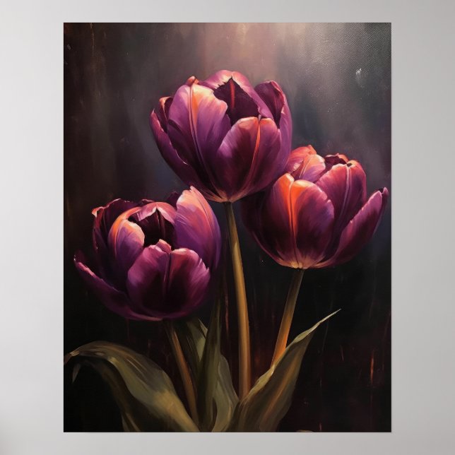 Poster d'impression de l'art des fleurs de tulipes (Devant)