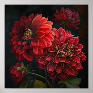 Poster d'impression de l'art des fleurs Red Dahlia