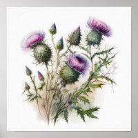 Poster d'impression de l'art du chardon violet