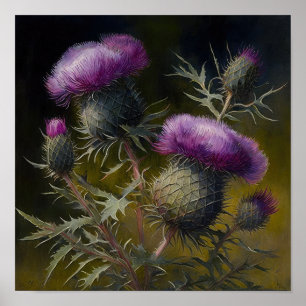 Poster d'impression de l'art du chardon violet