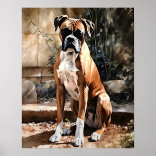 Poster d'impression de l'art du chien de boxe