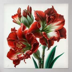 Poster d'impression de l'Art Fleur Rouge Amaryllis