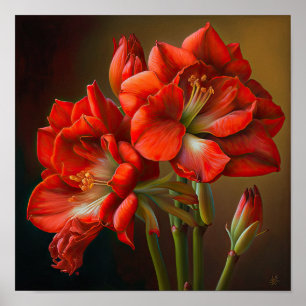 Poster d'impression de l'Art Fleur Rouge Amaryllis