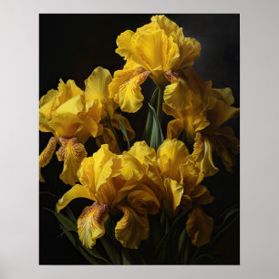 Poster d'impression de l'art Fleurs de Iris Jaunes
