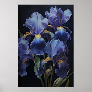 Poster d'impression de l'art floral Irises violet