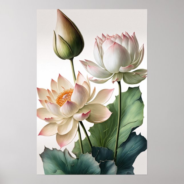 Poster d'impression de l'art Lotus Blanc (Devant)