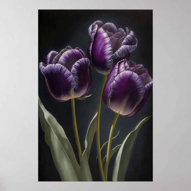 Poster d'impression de papier Tulipes violettes (Devant)