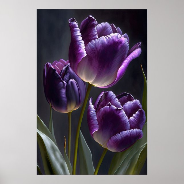 Poster d'impression de papier Tulipes violettes (Devant)
