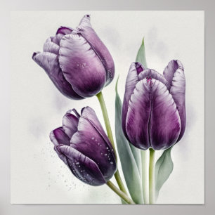 Poster d'impression de papier Tulipes violettes