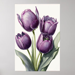 Poster d'impression de papier Tulipes violettes