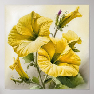 Poster d'impression de pétunias jaune