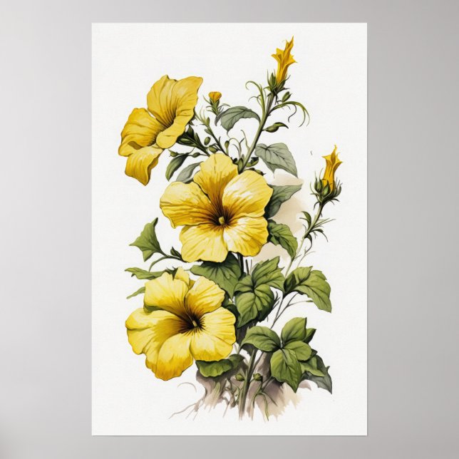 Poster d'impression de pétunias jaune (Devant)
