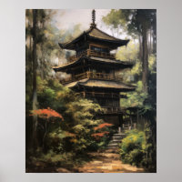 Poster d'impression de Temple Bouddhiste Japonais