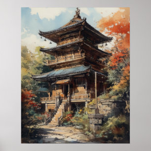 Poster d'impression de Temple Bouddhiste Japonais