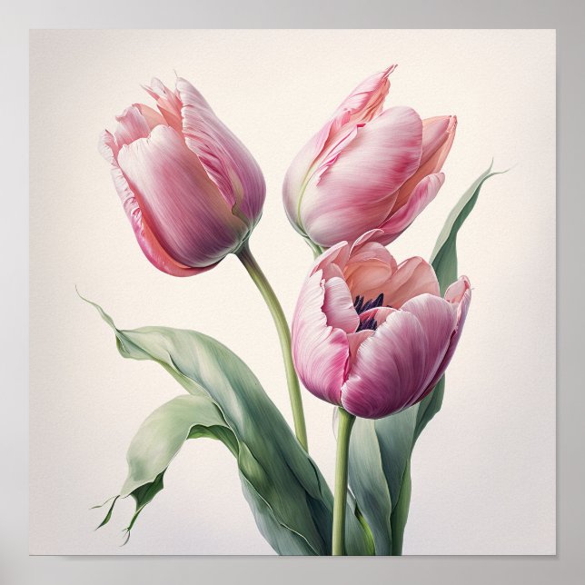 Poster d'impression de Tulipes roses (Devant)