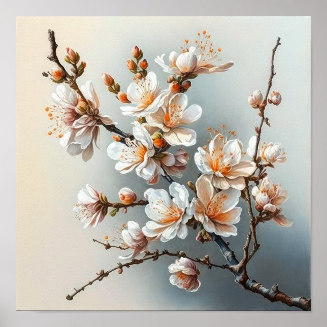 Poster d'impression des fleurs d'amande (Devant)