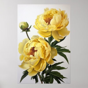 Poster d'impression des peonies jaunes