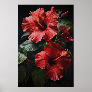 Poster d'impression d'hibiscus rouge