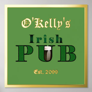Poster d'impression du pub irlandais Accent Texte