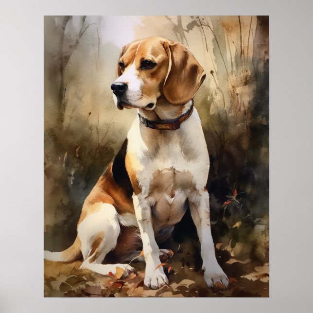 Poster d'impression d'un chien Beagle (Devant)
