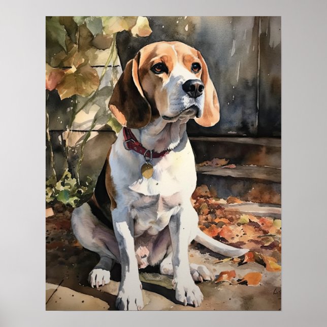 Poster d'impression d'un chien Beagle (Devant)