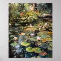 Poster d'impression japonaise Lotus Flower Pond Ar