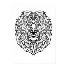 Poster d'impression Lion noir et blanc, 13" x 19"